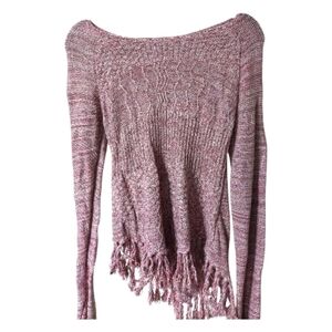 American Rag Pink Crochet-Trim Long Sleeve Top, Size Small
